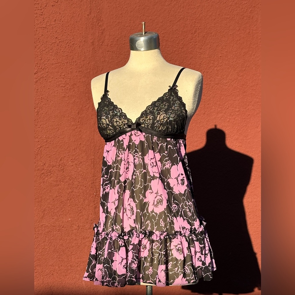 Betsey Johnson Black Lace Sheer Lingerie Nightie